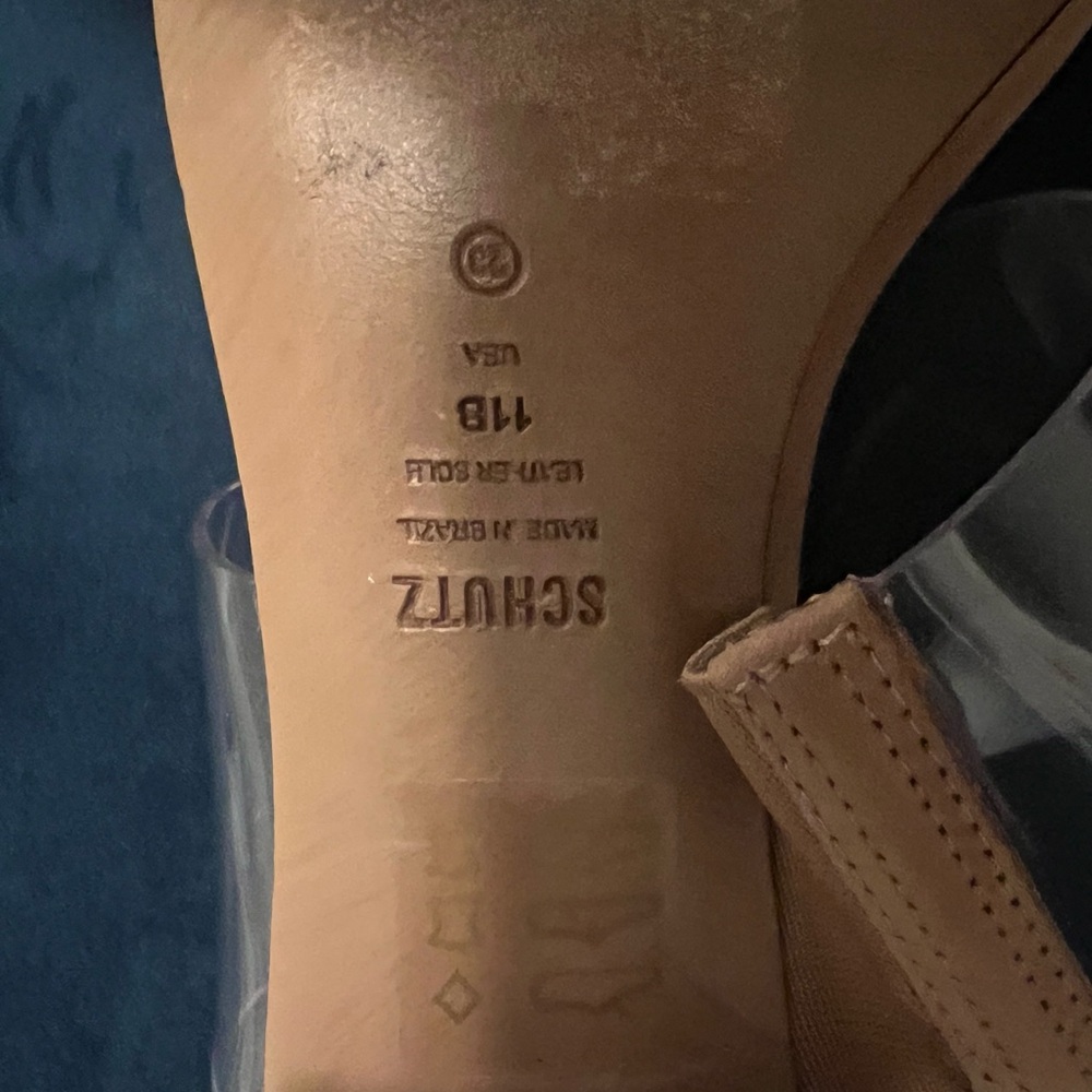 SCHUTZ VICTORIE SANDAL Beige clear strap block heels Sz 11b - Picture 4 of 8